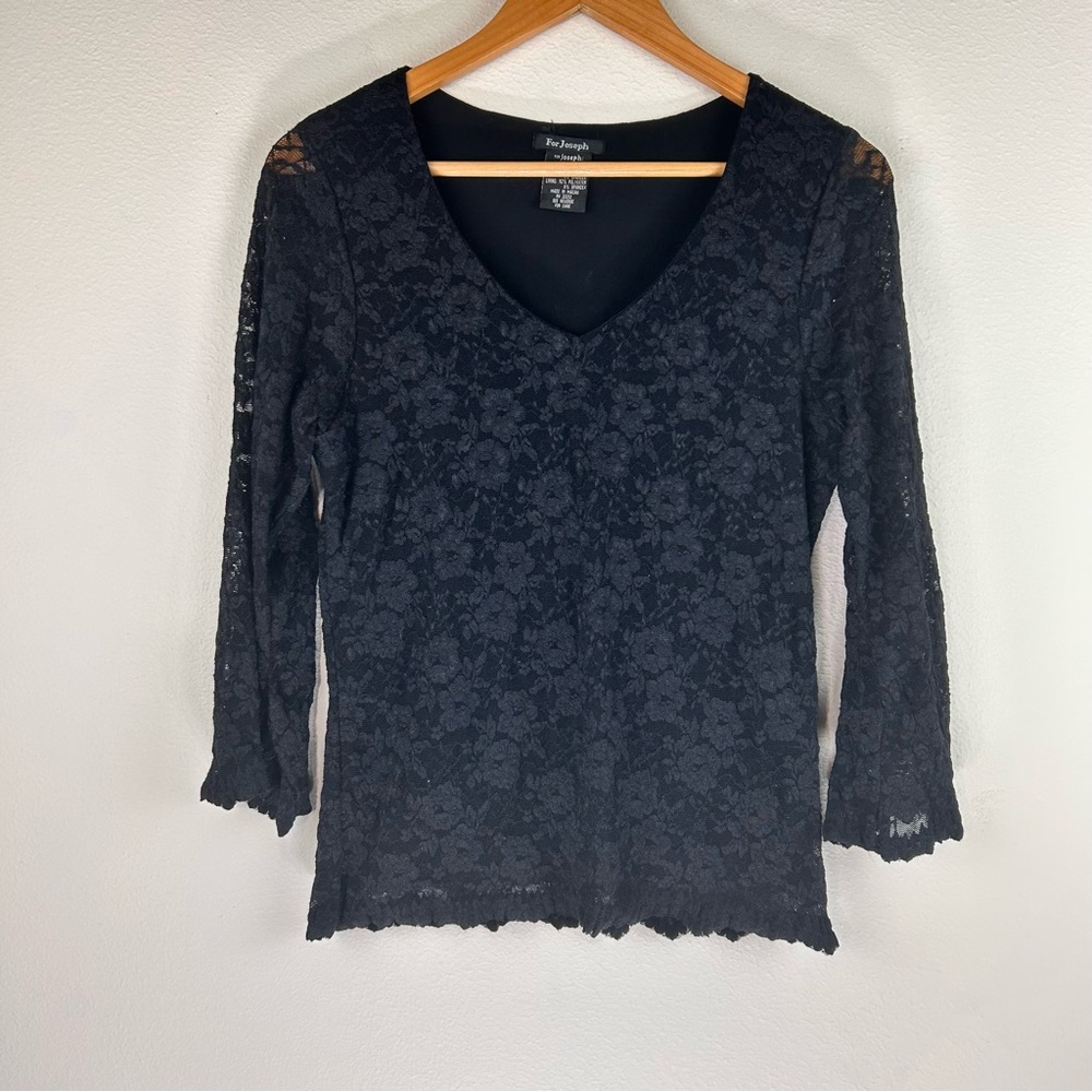For Joseph Women’s Black Lace Whimsygoth Glothic Flared Sleeve Blouse Size M